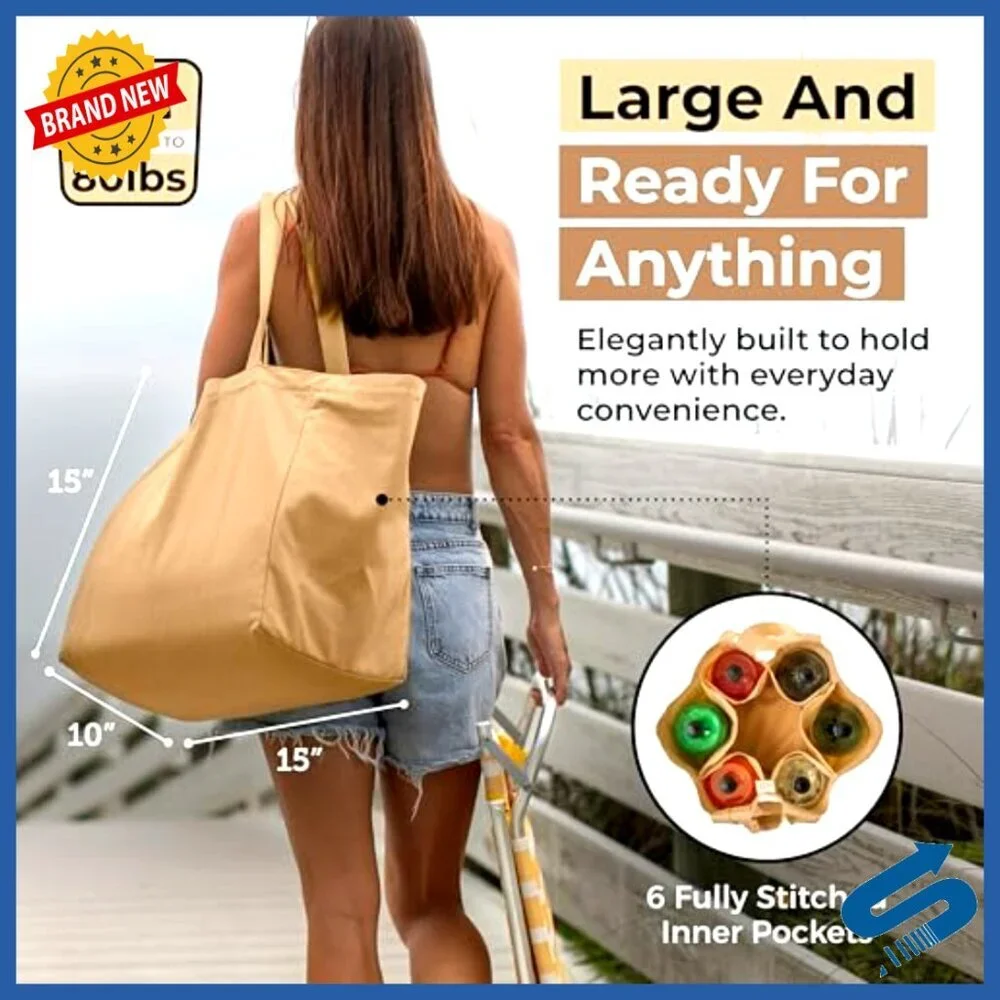 Heavy Duty Canvas Grocery Tote Set with Pockets Foldable Washable Utility